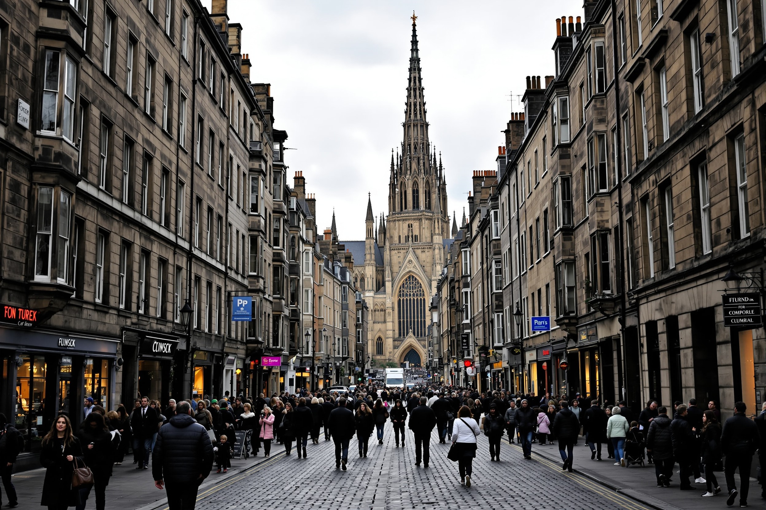 The historic Royal Mile in central Edinburgh